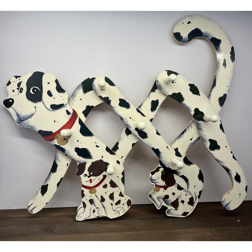 Vintage Accordion Hook Dalmatian Dog Wall Folding Wall Hanger Kid Playroom Decor